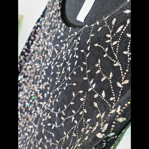 Ronnie Nicole Black Sparkling Diamond Vine Patter Tank Top With Sweater - Picture 3 of 6